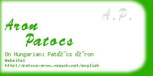 aron patocs business card